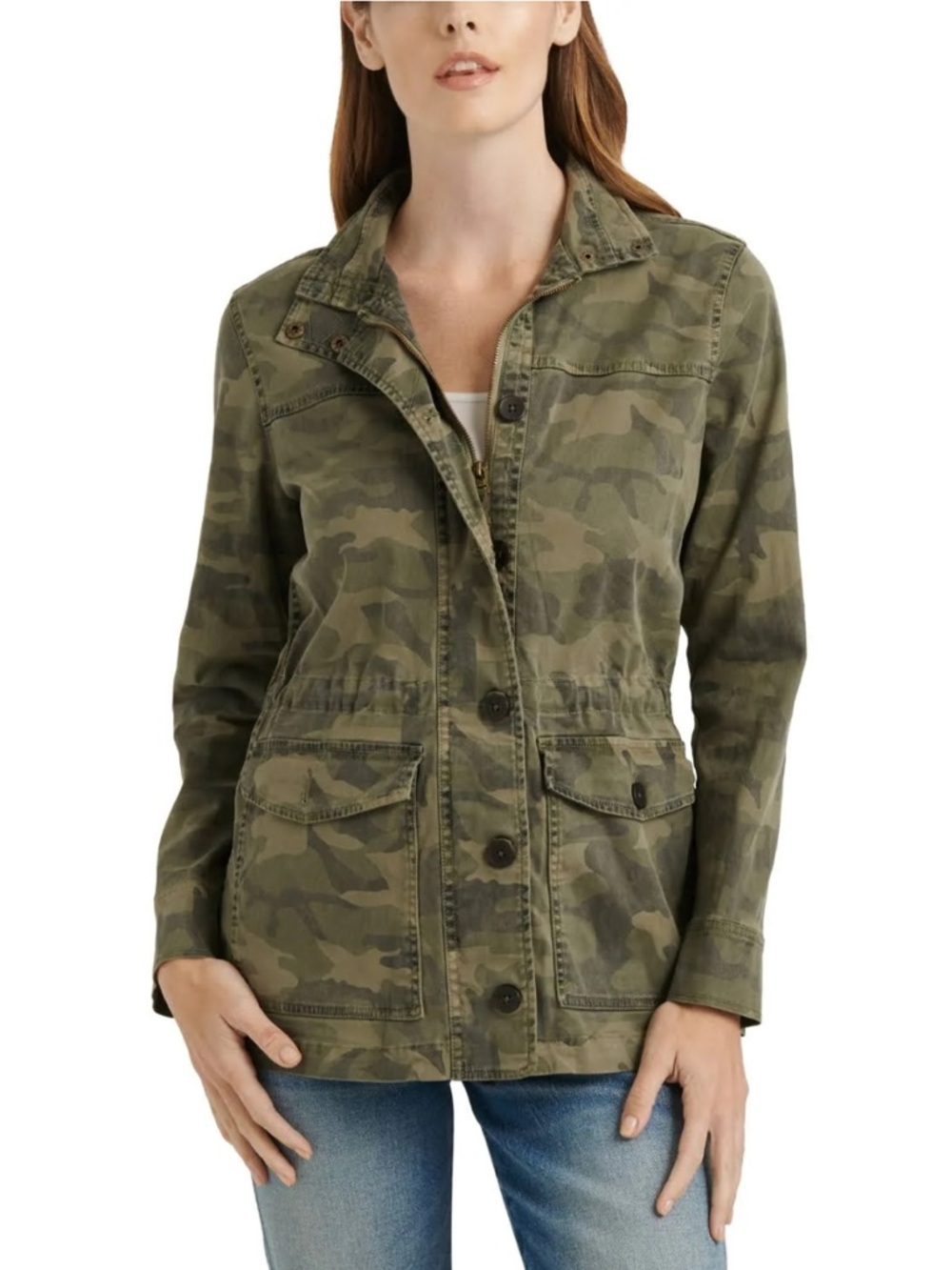 NWOT Lucky Brand Women’s Camouflage Hooded Utility Jacket, Medium